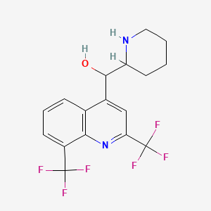 molecular formula C17H16F6N2O B1219436 (2,8-bis(trifluoromethyl)quinolin-4-yl)(piperidin-2-yl)methanol CAS No. 49752-90-1