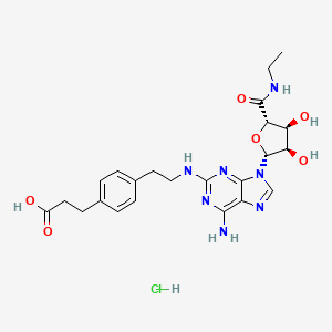 3-[4-[2-[[6-amino-9-[(2R,3R,4S,5S)-5-(ethylcarbamoyl)-3,4-dihydroxyoxolan-2-yl]purin-2-yl]amino]ethyl]phenyl]propanoic acid;hydrochloride