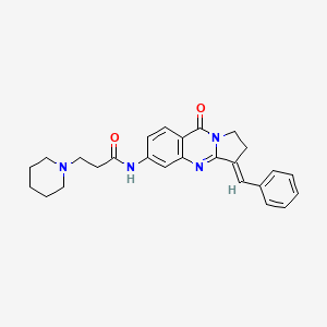 N-[(3E)-3-benzylidene-9-oxo-1,2-dihydropyrrolo[2,1-b]quinazolin-6-yl]-3-piperidin-1-ylpropanamide