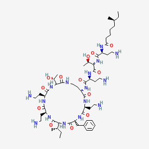 L-Threonine, (2S)-4-amino-2-(((6S)-6-methyl-1-oxooctyl)amino)butanoyl-L-threonyl-(2S)-2,4-diaminobutanoyl-(2S)-2,4-diaminobutanoyl-(2S)-2,4-diaminobutanoyl-D-phenylalanyl-L-isoleucyl-(2S)-2,4-diaminobutanoyl-(2S)-2,4-diaminobutanoyl-, (10->4)-lactam