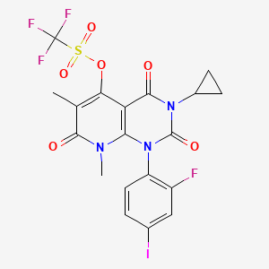 molecular formula C19H14F4IN3O6S B8602676 [3-cyclopropyl-1-(2-fluoro-4-iodophenyl)-6,8-dimethyl-2,4,7-trioxopyrido[2,3-d]pyrimidin-5-yl] trifluoromethanesulfonate 